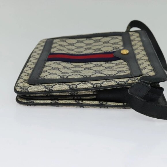 GUCCI GG Supreme Sherry Line Shoulder Bag PVC Navy Gold 41 02 013 Auth ep10484 - Picture 6 of 14